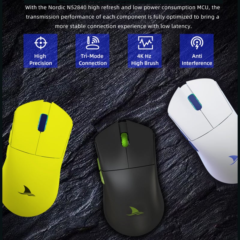 Wireless Gaming Mouse: 65±3g Lightweight Symmetrical White - 4000Hz Return Rate PAW3395 Sensor - 3 Connection Modes for PC Gaming & Esports Competitors - Image 3