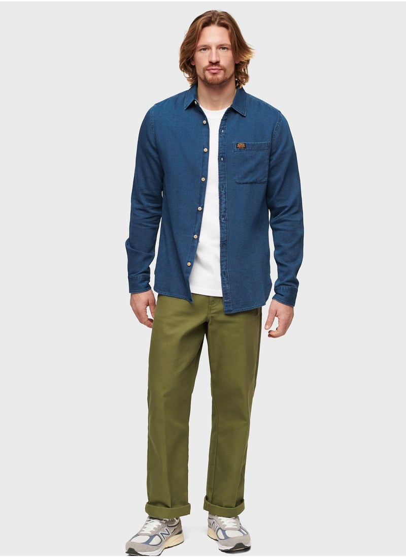 Superdry - Logo  Denim Relaxed  Fit Shirt - Image 1