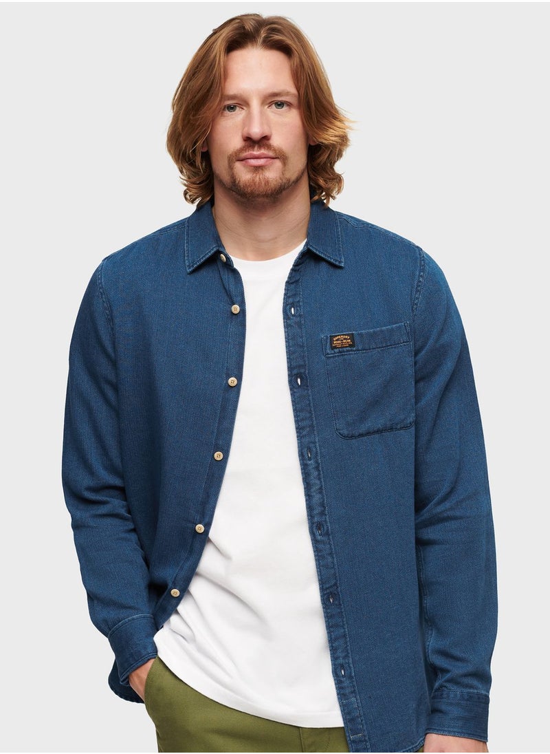 Superdry - Logo  Denim Relaxed  Fit Shirt - Image 1
