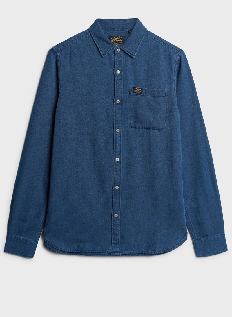 Superdry Logo  Denim Relaxed  Fit Shirt