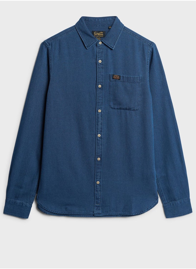 Superdry - Logo  Denim Relaxed  Fit Shirt - Image 1