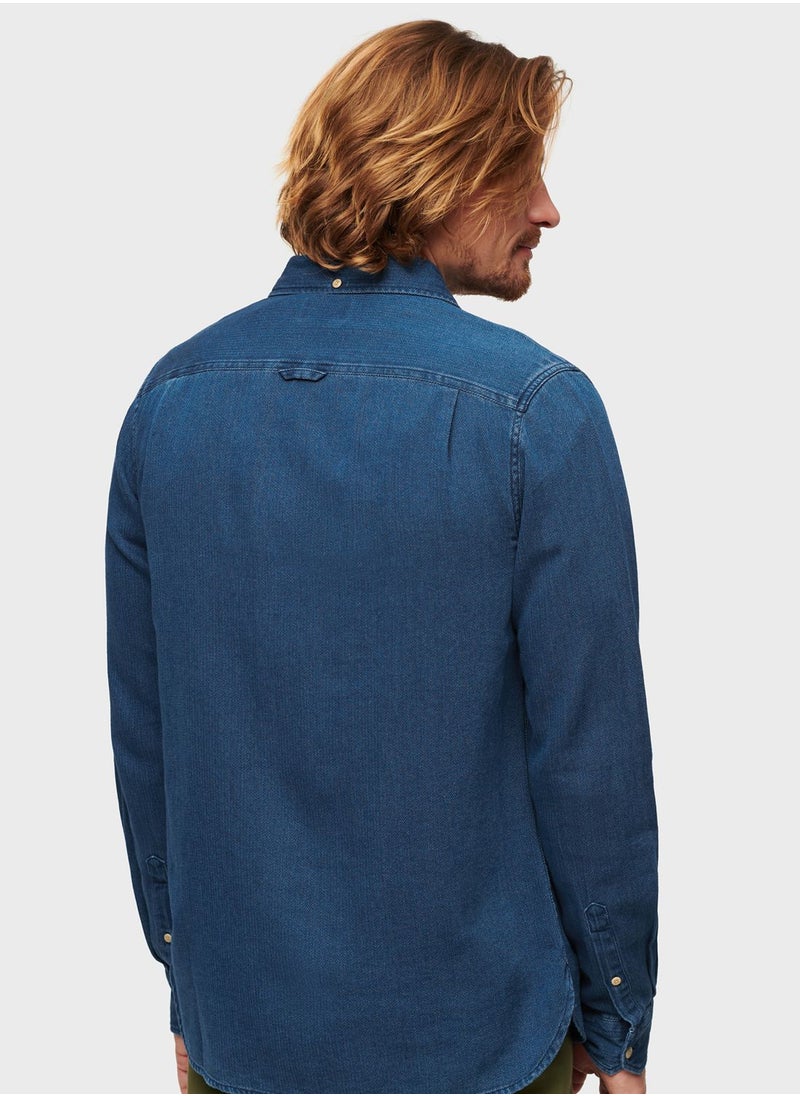 Superdry - Logo  Denim Relaxed  Fit Shirt - Image 1