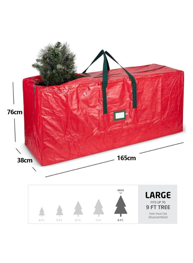 VTERLY Christmas Tree Storage Bag, Stores 90-inch Artificial Xmas Holiday Tree, Durable Waterproof Christmas Tree Bag, Zippered Bag, Strong, Durable Handles, Labeling Card Slot - Red - Image 2