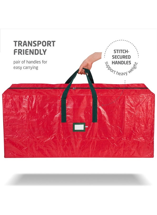 VTERLY Christmas Tree Storage Bag, Stores 90-inch Artificial Xmas Holiday Tree, Durable Waterproof Christmas Tree Bag, Zippered Bag, Strong, Durable Handles, Labeling Card Slot - Red - Image 4