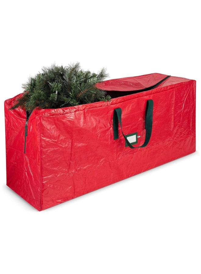 VTERLY Christmas Tree Storage Bag, Stores 90-inch Artificial Xmas Holiday Tree, Durable Waterproof Christmas Tree Bag, Zippered Bag, Strong, Durable Handles, Labeling Card Slot - Red - Image 1