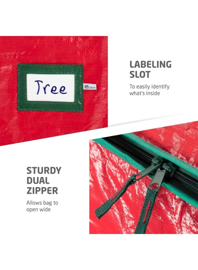 VTERLY Christmas Tree Storage Bag, Stores 90-inch Artificial Xmas Holiday Tree, Durable Waterproof Christmas Tree Bag, Zippered Bag, Strong, Durable Handles, Labeling Card Slot - Red - Image 5