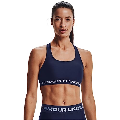 Under Armour Womens Crossback Mid Impact Sports Bra , Midnight Navy (410)/White , X-Small - Image 3