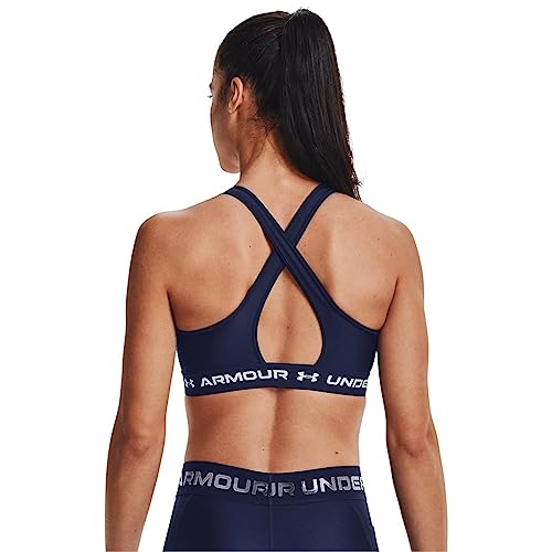 Under Armour Womens Crossback Mid Impact Sports Bra , Midnight Navy (410)/White , X-Small - Image 4
