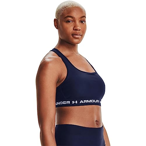Under Armour Womens Crossback Mid Impact Sports Bra , Midnight Navy (410)/White , X-Small - Image 5