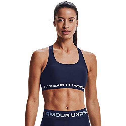 Under Armour Womens Crossback Mid Impact Sports Bra , Midnight Navy (410)/White , X-Small - Image 1