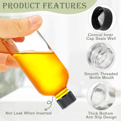 Showvigor 12 Pack 2oz Clear Glass Shot Bottles with Caps and Funnels-Leakproof Mini Jars for DIY Decoration Indoor Floral Arrangements, Windowsill Hydroponics - Image 4