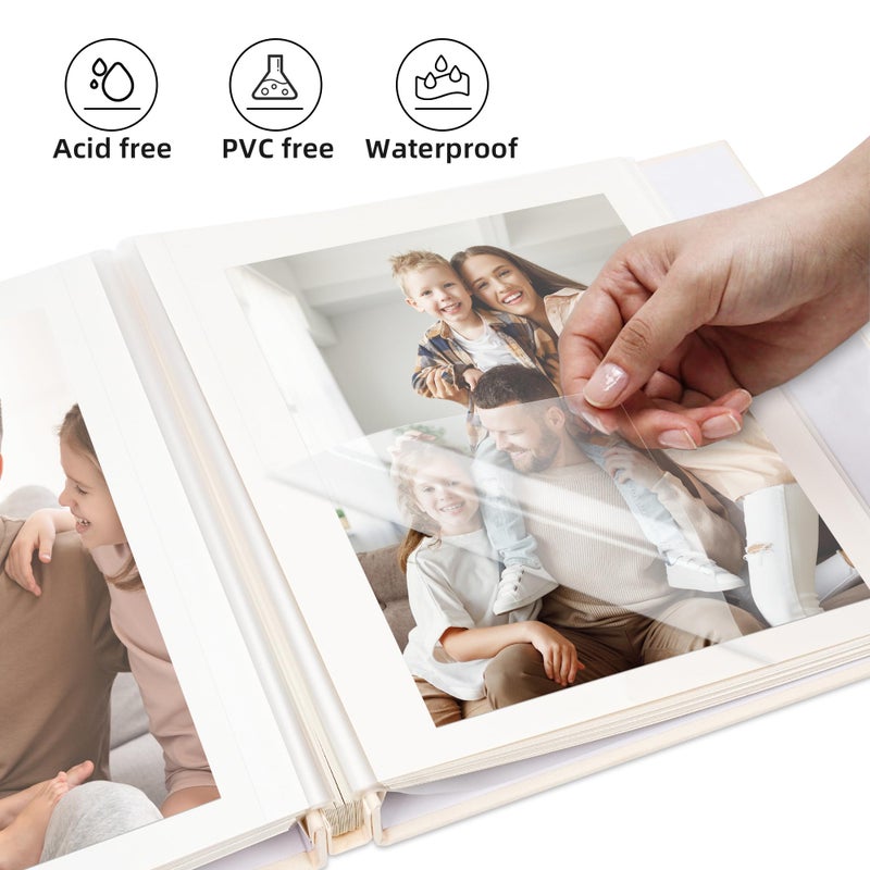 Remowith Large Self Adhesive Photo Album Scrapbook with Window Linen Cover, 60 Pages for 4x6 5x7 8x10 Photos, Family Baby Wedding Memory Book, Black 11x10.6 inch - Image 4