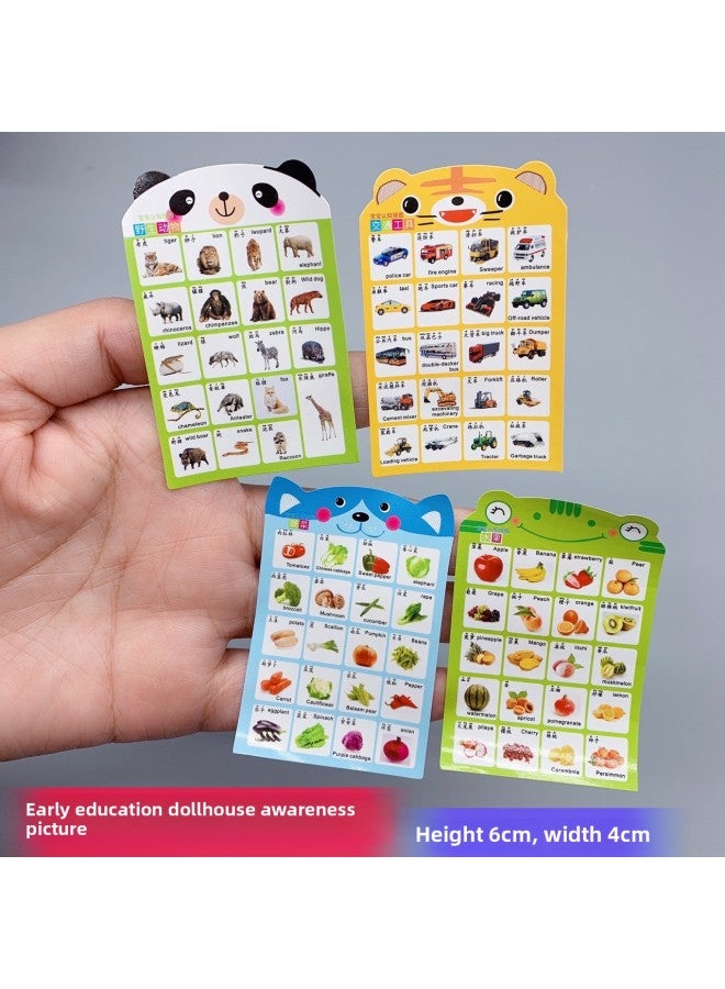 1:12 Baby House Furniture Accessories Miniature Scene Props Mini Early Education Cognitive Sticker Eye Chart Tear Off To Stick-Color:Vegetables  - Image 2