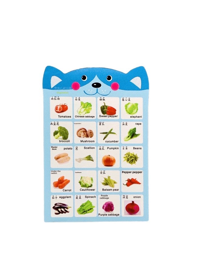 1:12 Baby House Furniture Accessories Miniature Scene Props Mini Early Education Cognitive Sticker Eye Chart Tear Off To Stick-Color:Vegetables  - Image 1