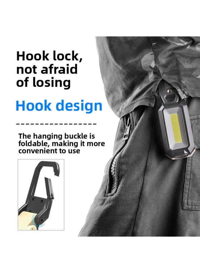 Loquat COB Work Light Strong Light Charging Hanging Buckle Car Inspection Light With Magnet LED Super Bright Folding Camping Light-Color: Double COB + T6 (with Hook + Magnet) - Image 4
