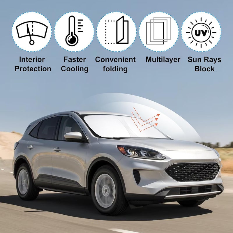LHFLIVE Windshield Sun Shade Custom Fit for 2020 2021 2022 2023 2024 2025 Ford Escape Accessories Foldable Sunshade Sun Blocker Protect Car from Sun Rays & Heat Damage Keep Car Cooler - Image 2