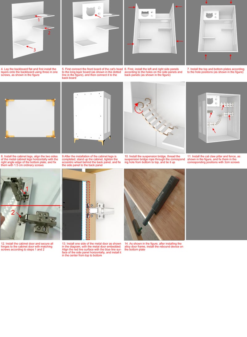 Sunshinee Sunshine Luxury Wood Cat Villa Grey B with Glass Front Door, Wheels for Easy Movement and Indoor Scratcher 80*60*100 cm - Image 4