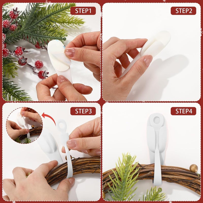 Fiada 12 Pcs Christmas Garland Hanger for Mantle Cord Bundlers Cord Organizer for Appliances, Self Adhesive Kitchen Sticky Silicone Holder Organizer for Christmas Wreath Fireplace(White) - Image 4