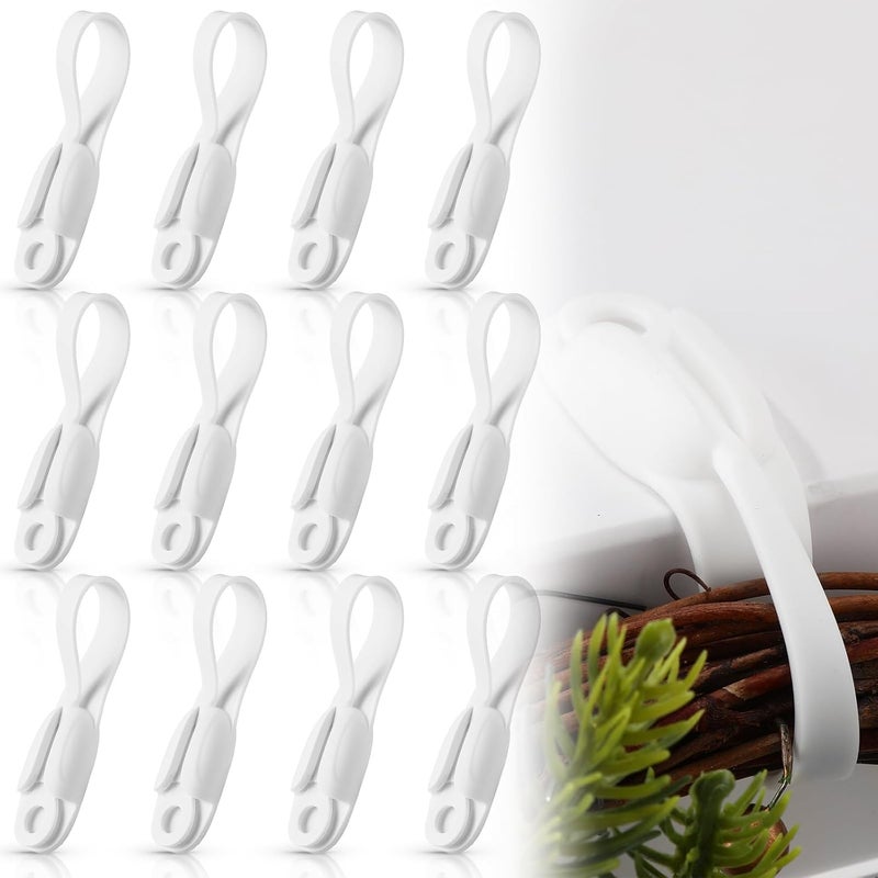 Fiada 12 Pcs Christmas Garland Hanger for Mantle Cord Bundlers Cord Organizer for Appliances, Self Adhesive Kitchen Sticky Silicone Holder Organizer for Christmas Wreath Fireplace(White) - Image 1