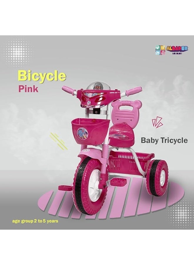 Single-Seat Plastic Tricycle Pink - Image 4
