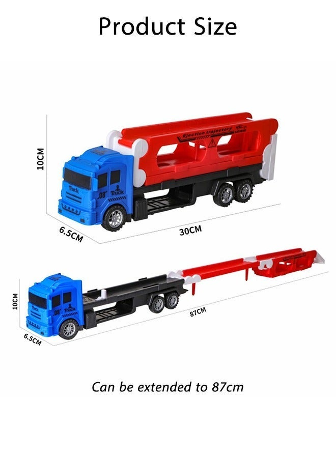 Quivlox Transformable Container Truck Toy with 6 Free Cars,Foldable Track Car Toys, Catapult Sliding Toy Cars,Track Toy Car That Can Be Extended to 87cm,Racing Toy Cars, Toy Trucks,Educational Toy Set Suitable For Children Aged 3 and Above - Image 2