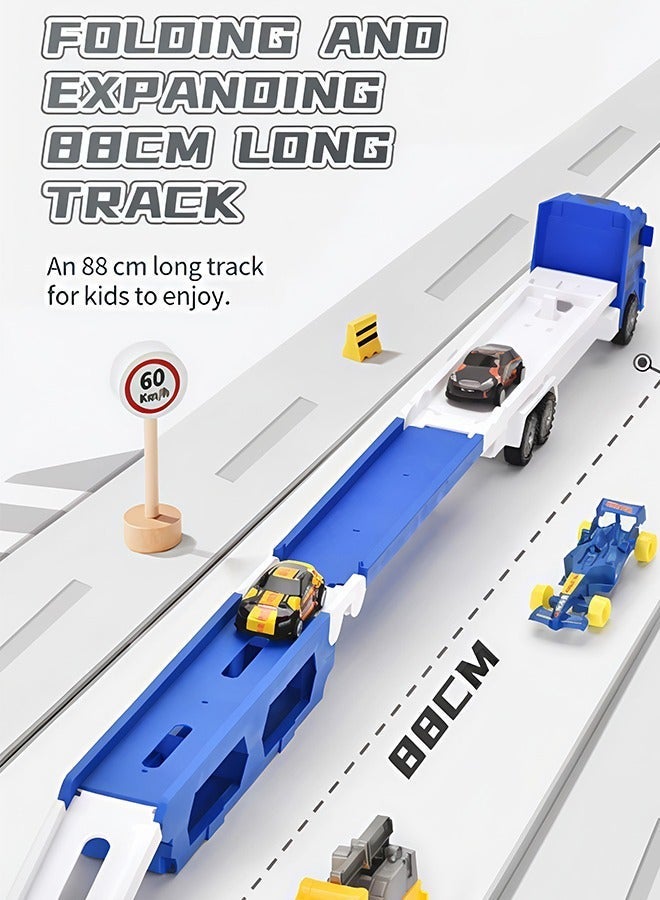 Quivlox Transformable Container Truck Toy with 6 Free Cars,Foldable Track Car Toys, Catapult Sliding Toy Cars,Track Toy Car That Can Be Extended to 87cm,Racing Toy Cars, Toy Trucks,Educational Toy Set Suitable For Children Aged 3 and Above - Image 5