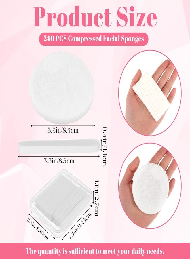 xozeooeu 240+2 Pack White Compressed Facial Sponges with Storage Box, Professional Round Compress Face Cleaning & Makeup Removal Sponges for Estheticians, Soft Reusable Exfoliating Spa Sponge (3.1") - Image 2