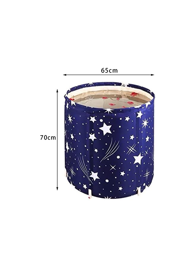 The Bros Portable Bathtub, Foldable Free Standing Soaking Bath Tub Easy to Install, Eco-Friendly Bathtub Bathroom Spa,Thickening with Thermal Foam to Keep Temperature, for Relaxation (Blue) - Image 2