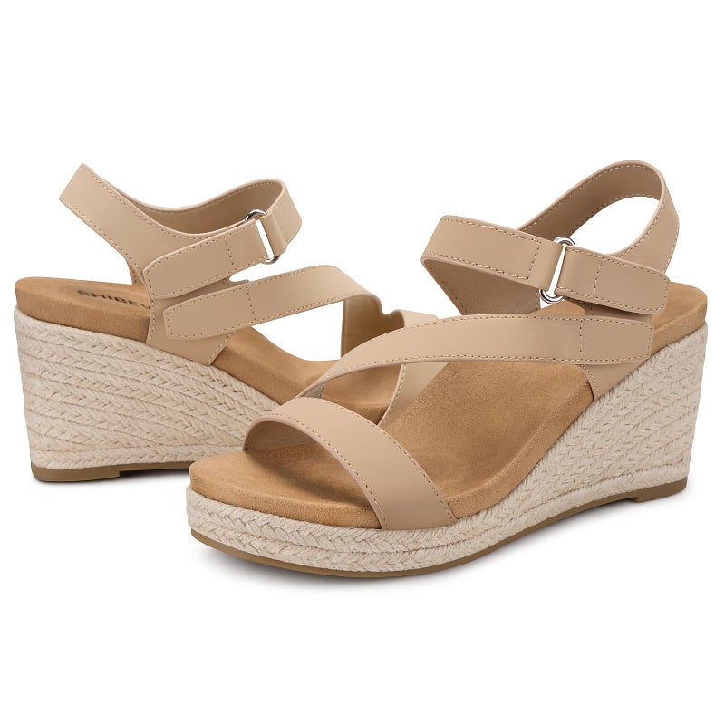 SHIBEVER Wedge Sandals for Women Dressy: Platform Summer 2026 Sandal Size 9 - Comfortable Espadrille Ladies Nude Casual Shoes - Image 5
