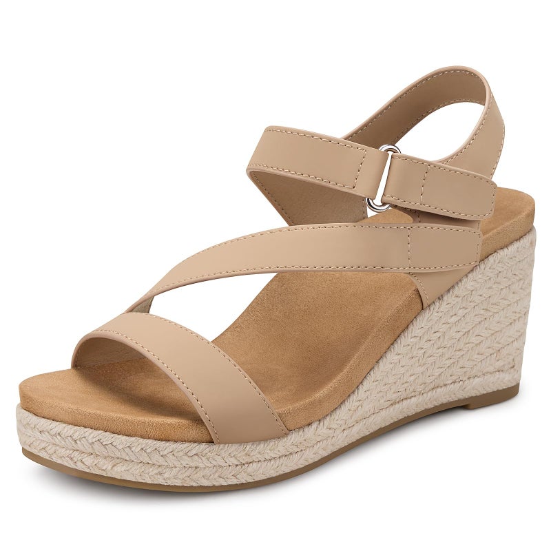 SHIBEVER Wedge Sandals for Women Dressy: Platform Summer 2026 Sandal Size 9 - Comfortable Espadrille Ladies Nude Casual Shoes - Image 1