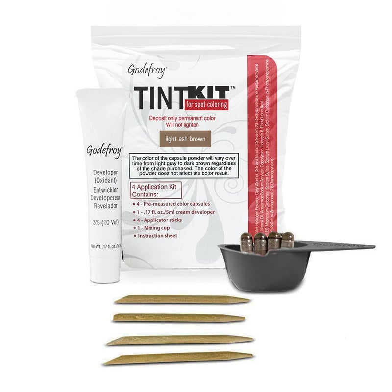 Godefroy Hair Color Kit for Spot Coloring Great For Small Areas Covers Up Gray Hair 4 Applicaion Kit, Light Ash Brown - Image 1