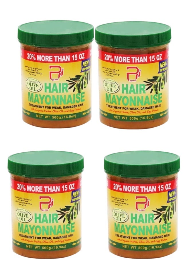 PYRON 4 Pieces Hair Mayonnaise Treatment for Weak & Damaged Hair with Olive Oil 500grams  - Image 1