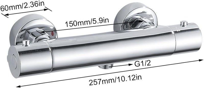 Thermostatic Shower Mixer Mixing Valve 1/2" Shower Spray Faucet Brass Wall Mount Head Tap Hot Cold Water Constant Temperature Control for Bathroom - Image 3