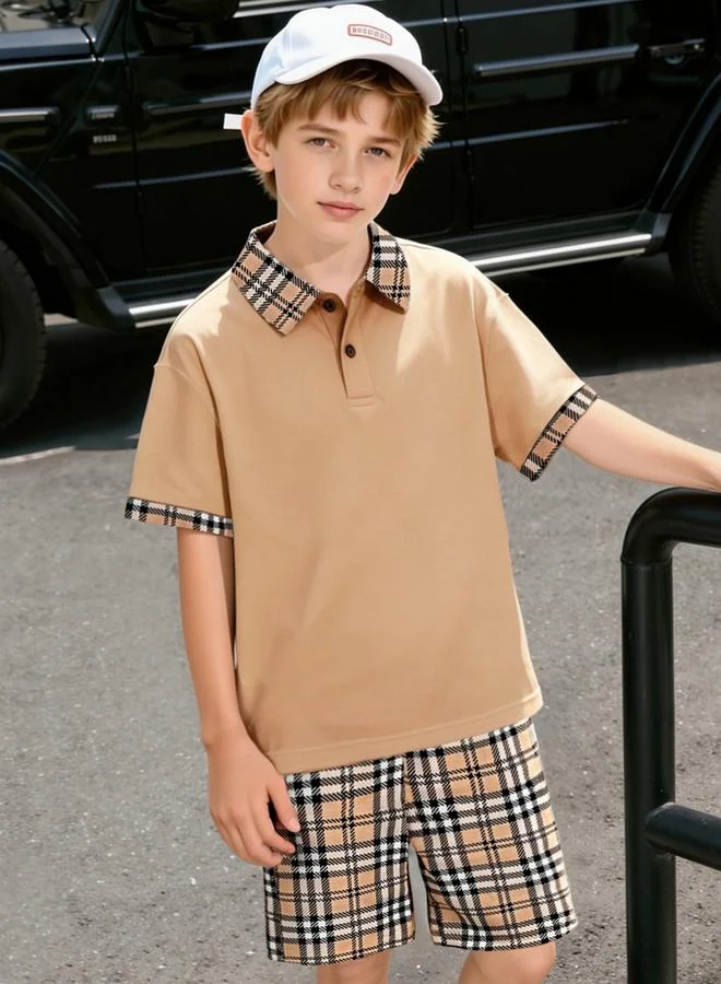 Take Two  Teen Boys Check Polo And Shorts Set for Men | Best Price UAE