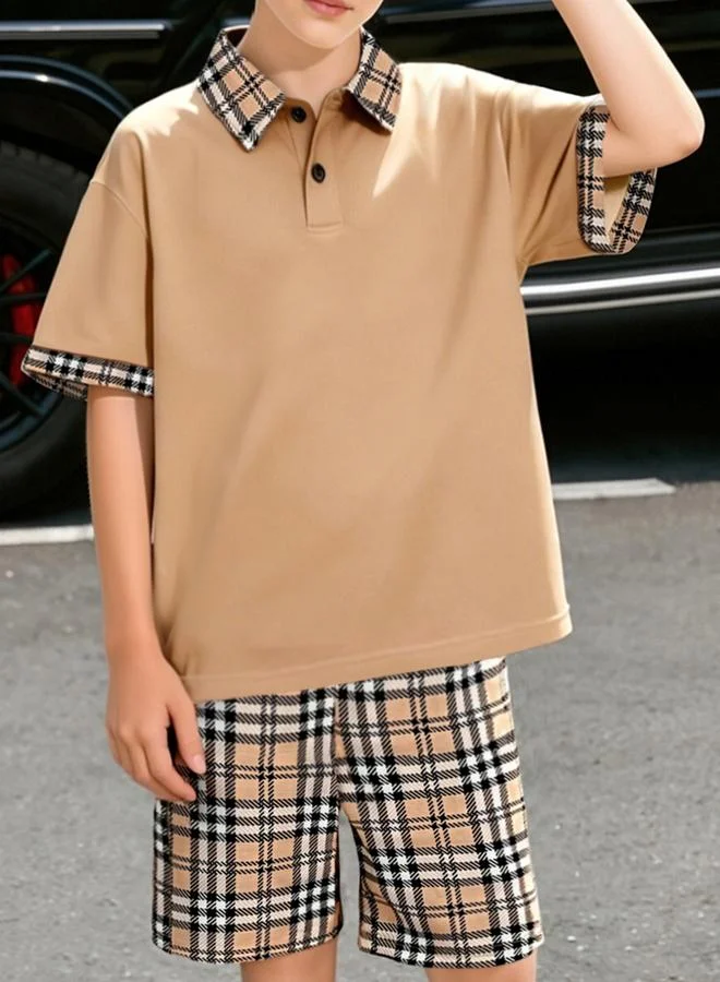 Take Two  Teen Boys Check Polo And Shorts Set for Men | Best Price UAE