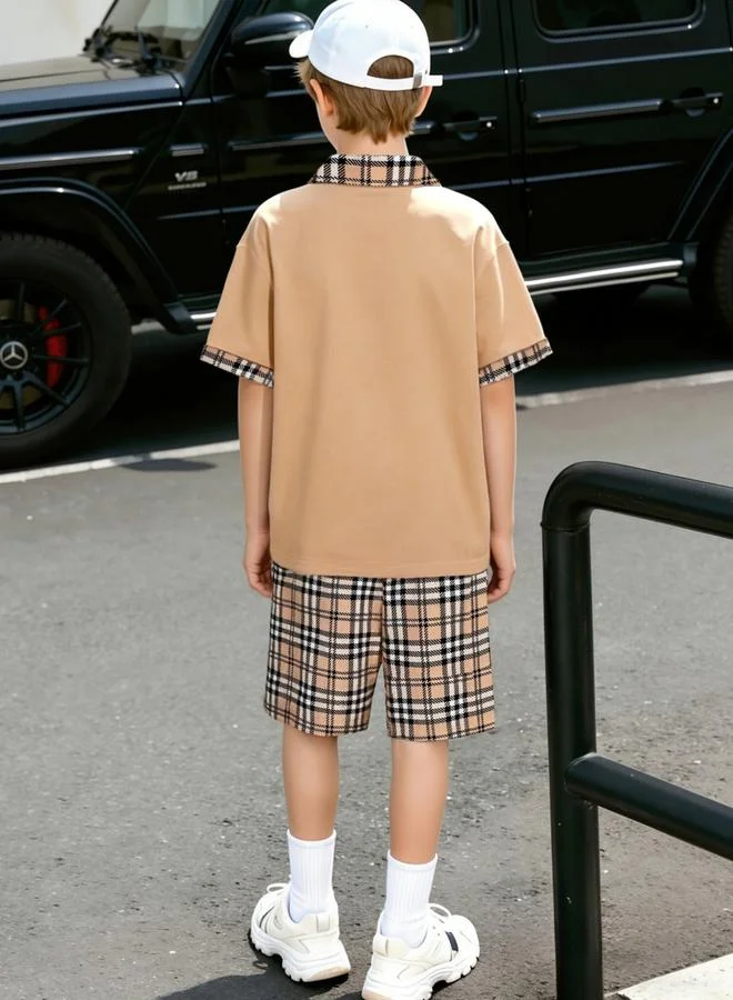 Take Two Teen Boys Check Polo and Shorts Set