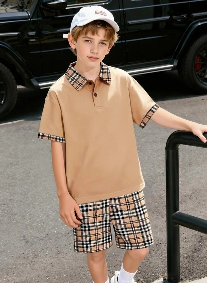 Take Two  Teen Boys Check Polo And Shorts Set for Men | Best Price UAE