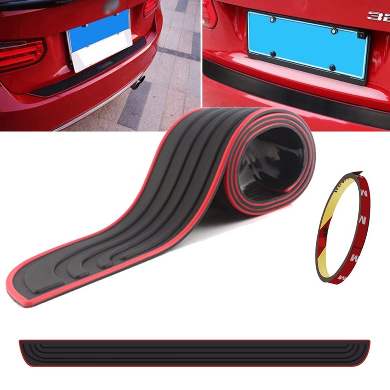 Generic YONGMING Car Rear Bumper Protector Universal Rear Bumper Guard Rubber Scratch-Resistant Trunk Door Entry Guards for SUV Cars Exterior Accessories, Black and Red (35.8Inch) (Black and Red) - Image 1