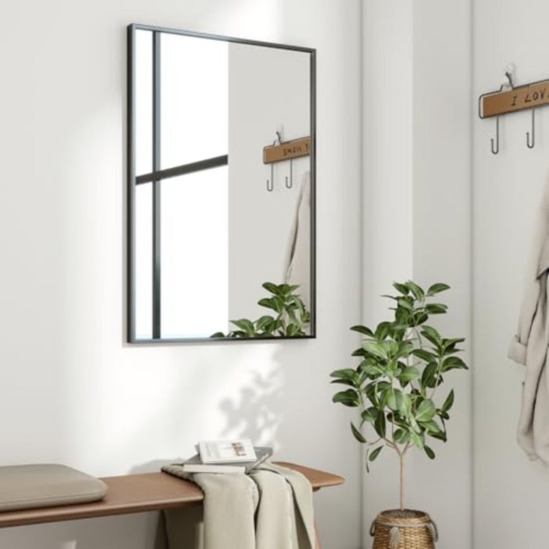 Wall Mounted Mirrors Vanity Mirror 51 × 71 cm with Brushed Aluminum Alloy Frame Modern Decoration for Bathroom, Living Room, Vanity, Bedroom, Entryway - Image 2