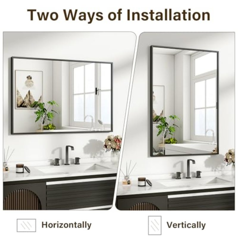 Wall Mounted Mirrors Vanity Mirror 51 × 71 cm with Brushed Aluminum Alloy Frame Modern Decoration for Bathroom, Living Room, Vanity, Bedroom, Entryway - Image 5