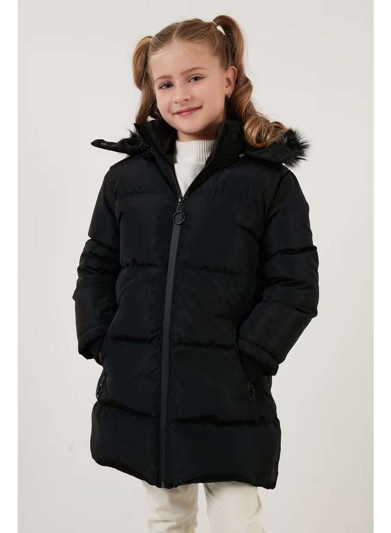 Lela Plush Lined Faux Fur Collar Removable Hooded Winter Coat Girls' Coat 5760072 - Image 2