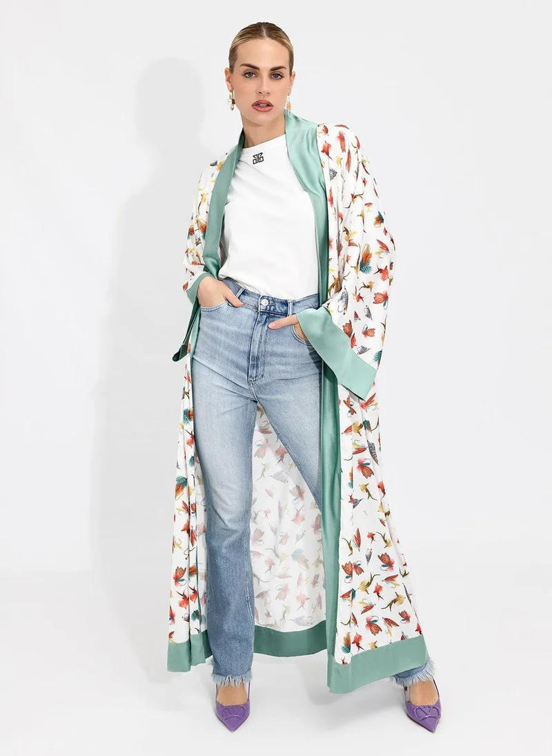 Janara Jones  Fishing Flies Satin Abaya Kaftan for Women | Best Price UAE