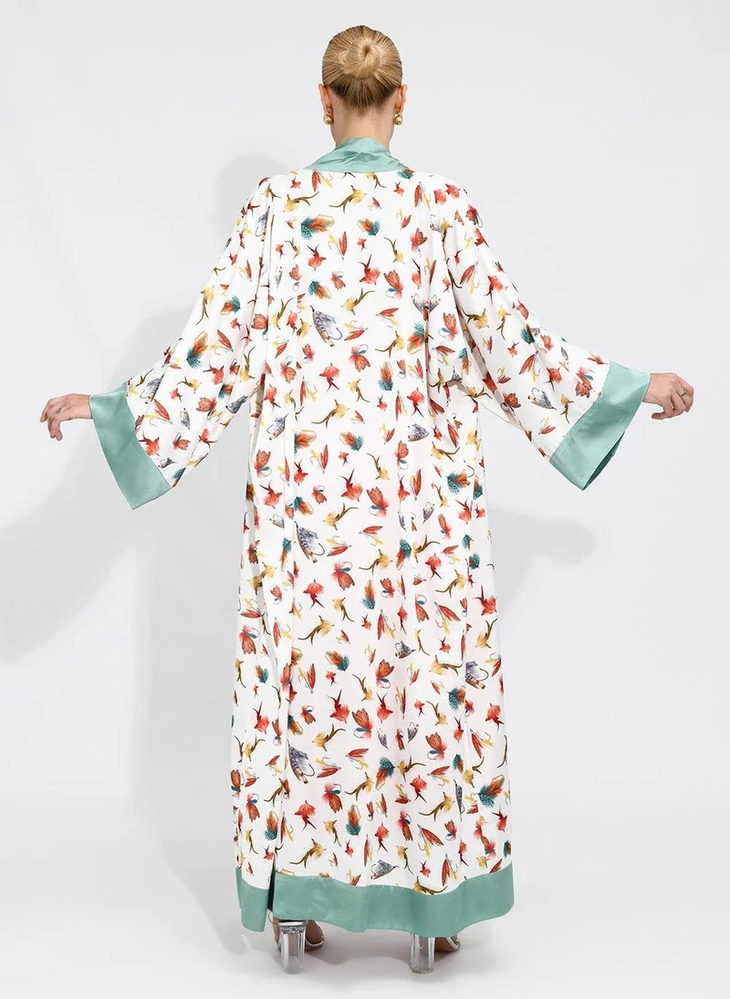 Janara Jones  Fishing Flies Satin Abaya Kaftan for Women | Best Price UAE