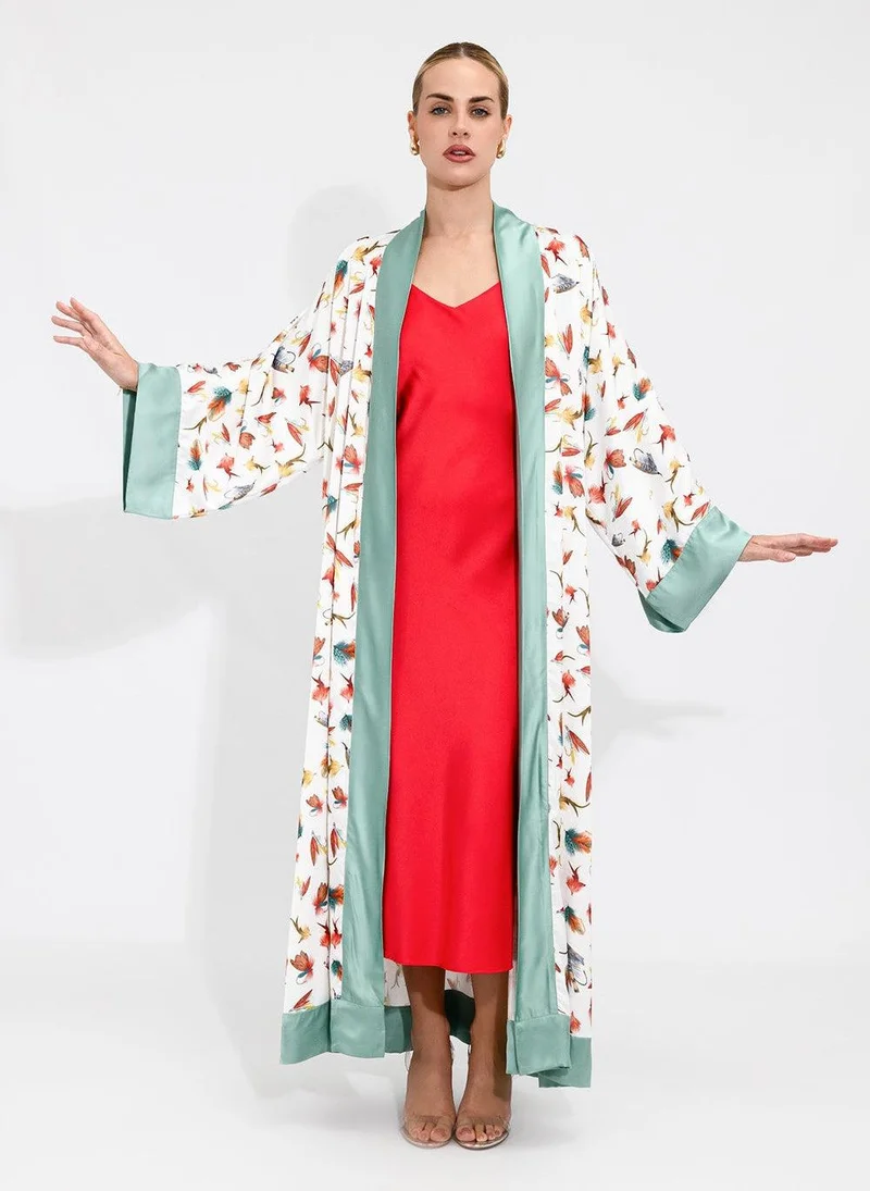 Fishing Flies Satin Abaya Kaftan