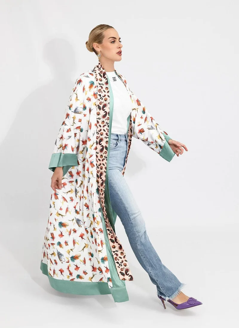 Janara Jones  Fishing Flies Satin Abaya Kaftan for Women | Best Price UAE