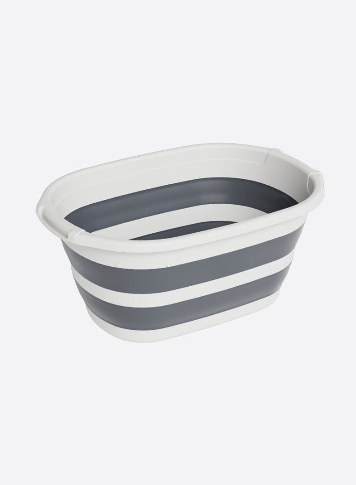 Foldable laundry basket collapsible laundry basket plastic and silicone storage box perfect for travel and trips 25 liters grey. - Image 1