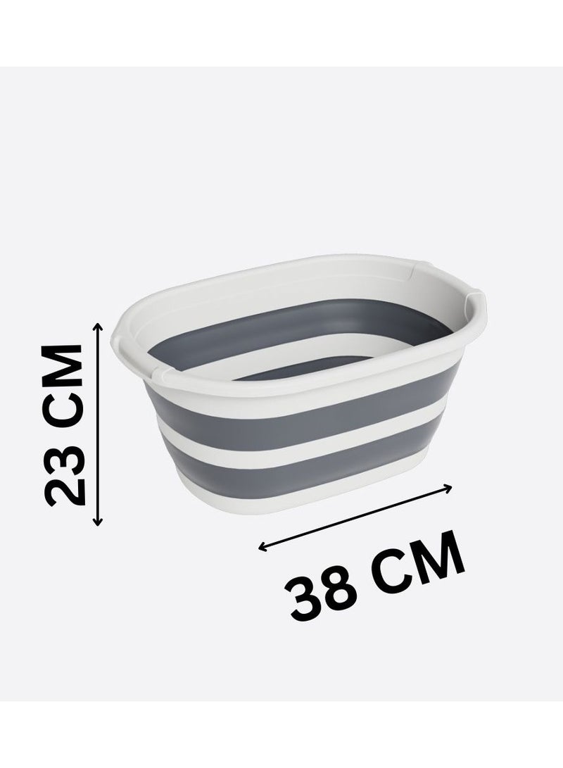 Foldable laundry basket collapsible laundry basket plastic and silicone storage box perfect for travel and trips 25 liters grey. - Image 5