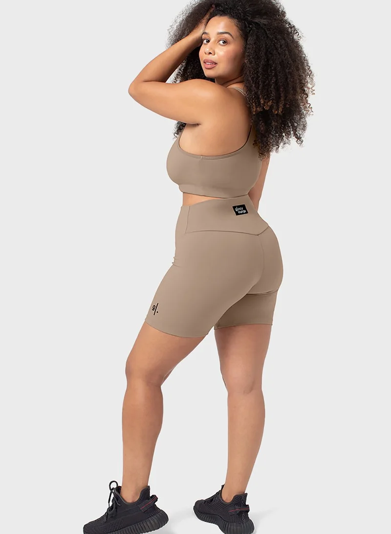 Glossy Lounge Logo Scoop Neck Sports Bra