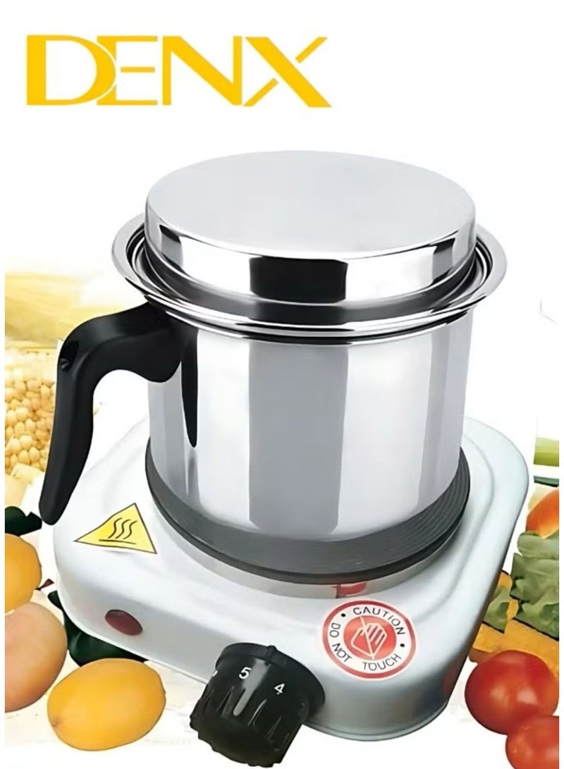 Denx Portable Single Burner Electric Hot Plate, Suitable for Camping, with Adjustable Heat Settings, Overheat Protection, Thermostat Control, and Indicator Light, Whitee Suitable For Camping White - Image 5