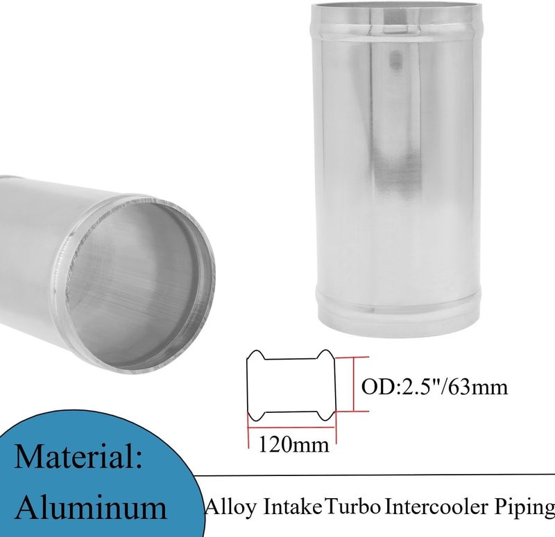 YSIL 2.5" (63mm) OD Straight Aluminum Intercooler Pipe with Clamps - Image 2